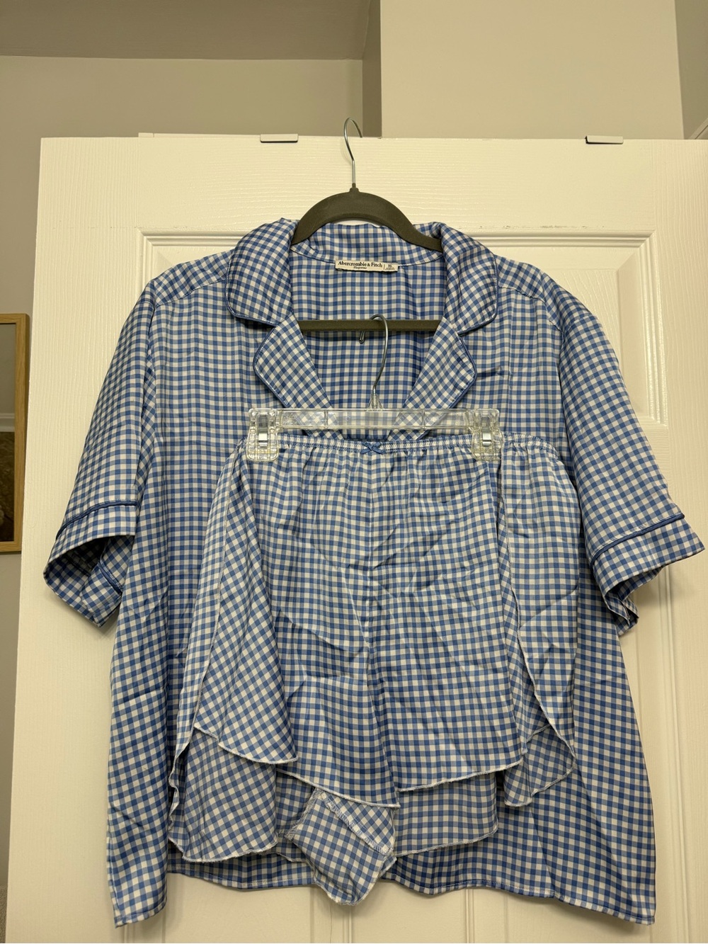 Abercrombie & Fitch Blue Gingham Short-Sleeve Pajama Set